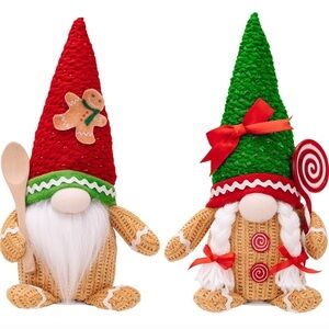 Christmas Gingerbread Man Lighted Gnome 2 piece set